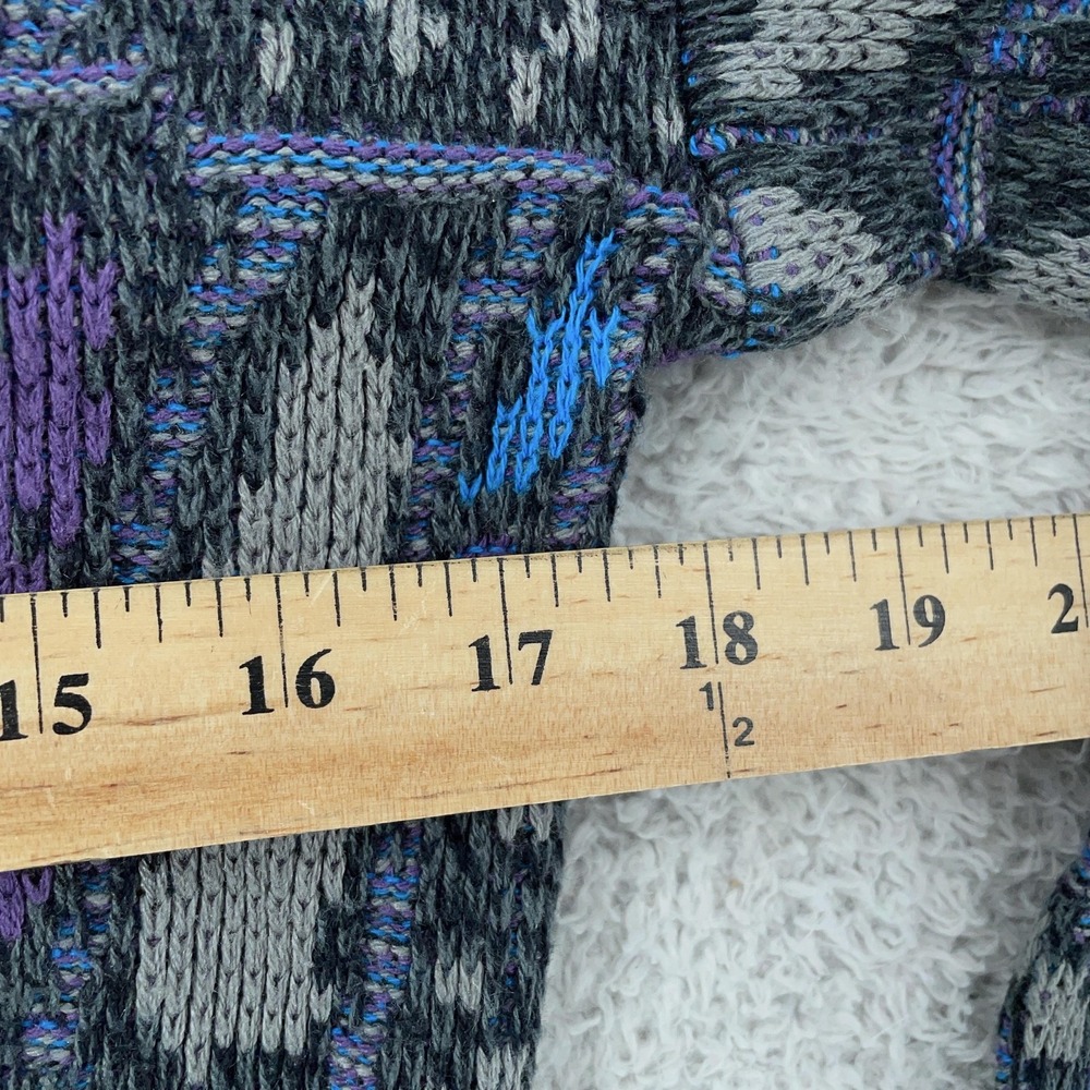 Vintage Michael Gerald 3d Textured Knit Sweater Mens XS Abstract Gray Blue 90s - Picture 4 of 7